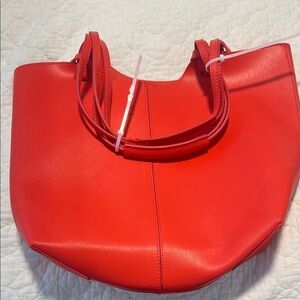 Neiman Marcus Large Leather Red/Orange Summer Tote
